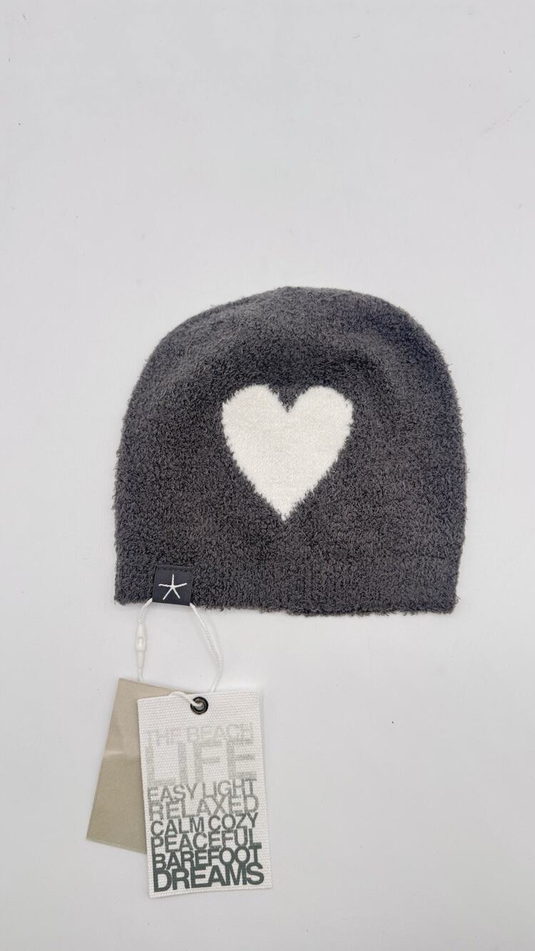 Barefoot Dreams Baby Heart Beanie Grey Os